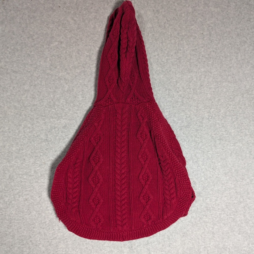 Gymboree Cable Knit Hooded Poncho Kids 18-24M Little Red Zip Front Sleeveless - Picture 3 of 10